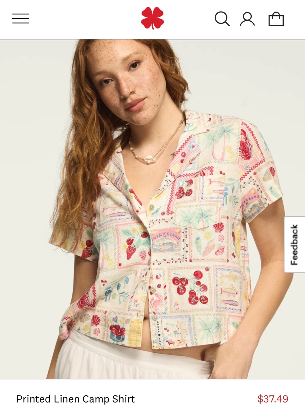 Lucky Brand Multi Floral Patchwork Button-Down Camp Shirt